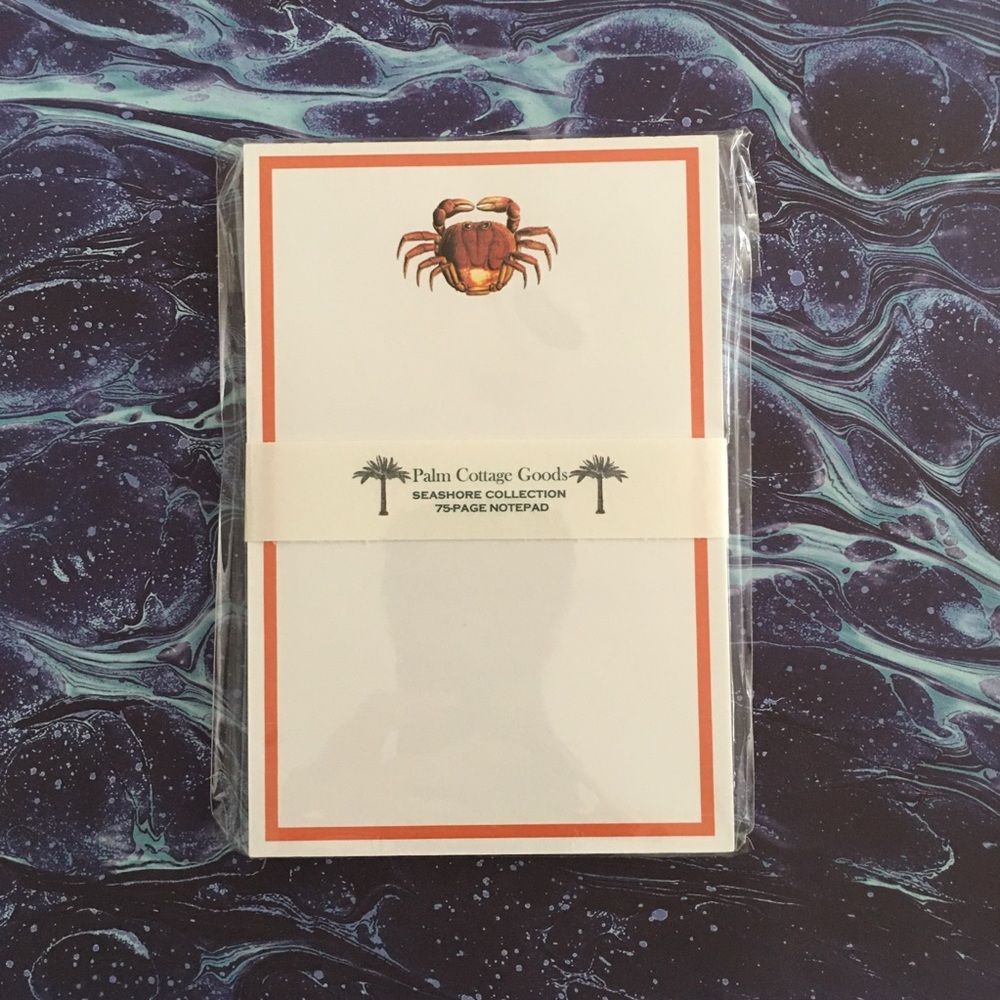 Palm Cottage Goods Crab 75-page glued Notepad.